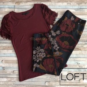 Maroon Top with Lace Sleeves